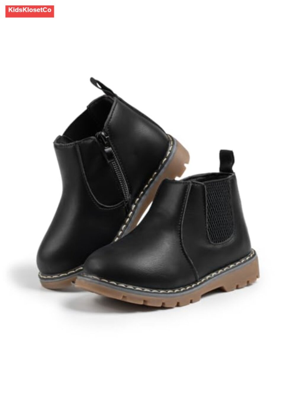 Kids Waterproof Chelsea Boots Faux Leather Non-Slip Zip Ankle Booties